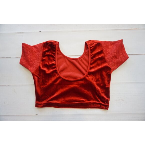 Women's Velvet Solid Short Sleeve Stretchable Readyamde Blouse, Free Size, NWOT - Picture 5 of 6